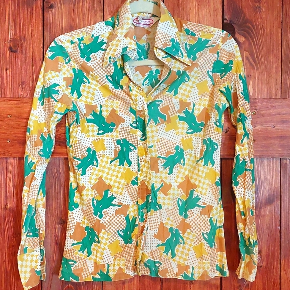 Vintage 1970's Disco Ball Room Dancing Shirt by City Slickers Sportswear 34